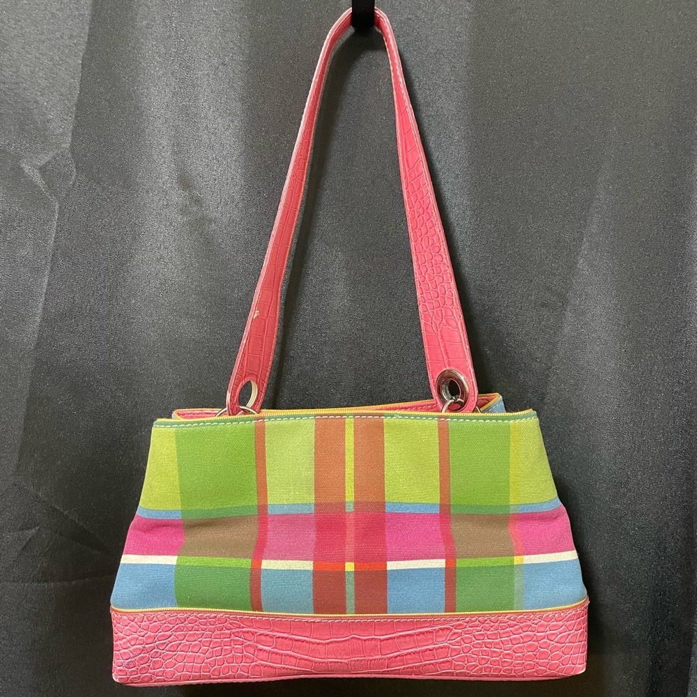 Vintage Tommy Hilfiger Y2K Plaid Shoulder Handbag Pink Green Purse